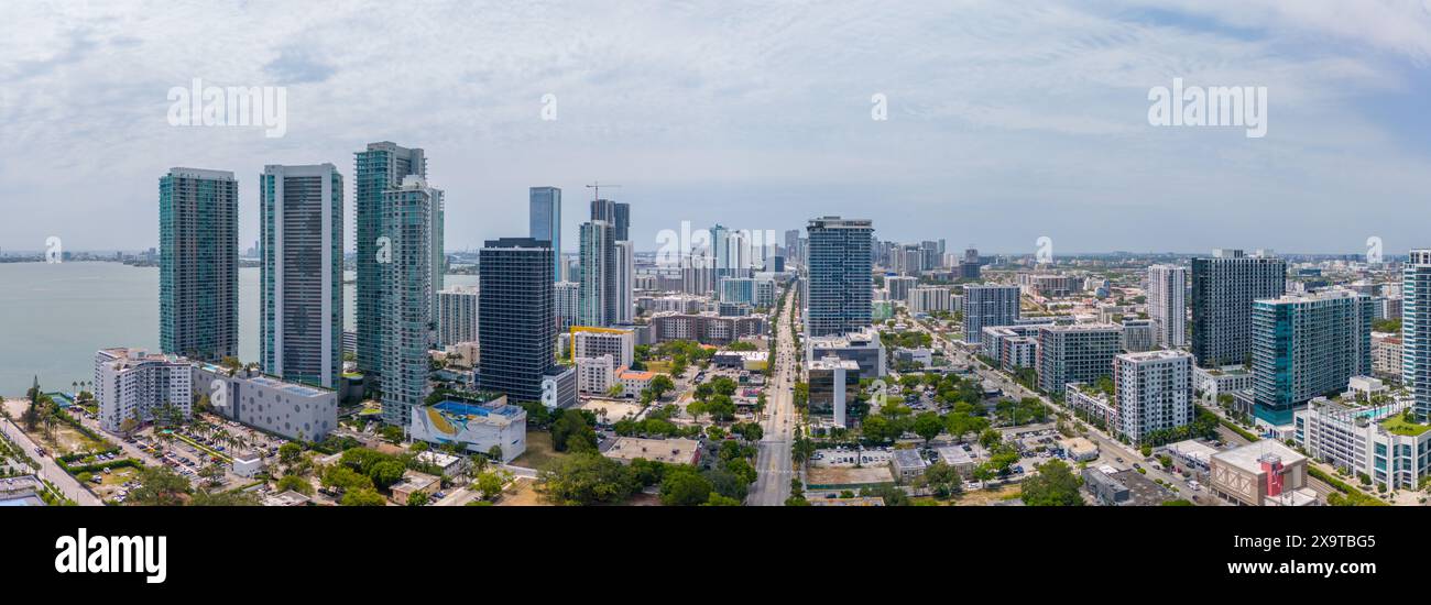 Miami Florida, USA. Luftpanorama Edgewater Paraiso District 2024 Stockfoto