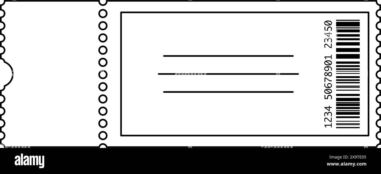 Ein leeres Ticket und ein Ticketstub mit Barcode-Vektor Stock Vektor