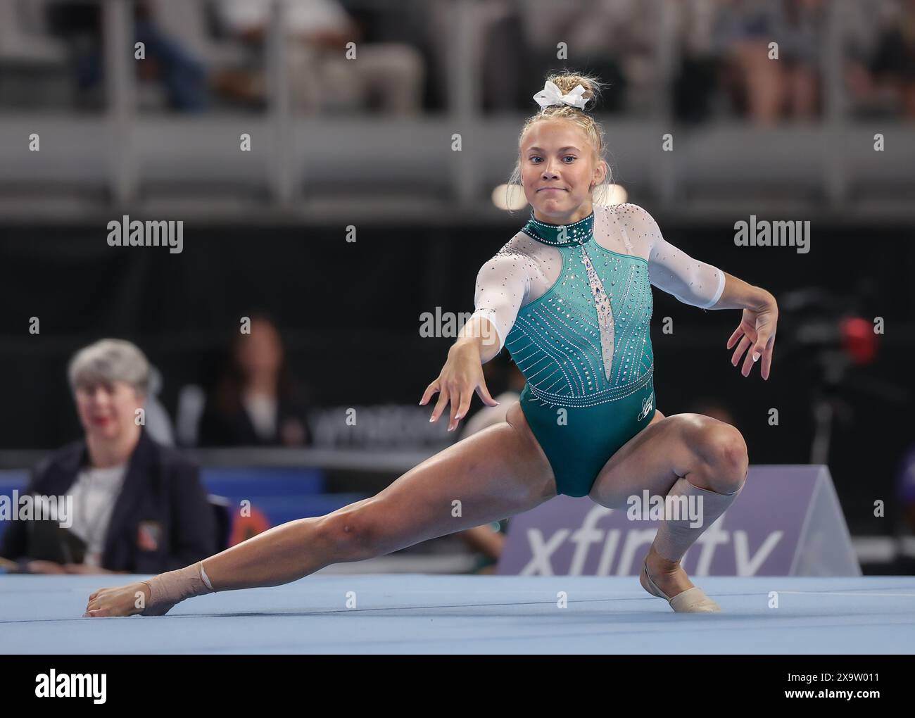 Fort Worth, Texas, USA. 2. Juni 2024: Reese Esponda tritt am 2. Frauentag der US-Turnermeisterschaften 2024 in der Dickies Arena in Fort Worth, Texas, an. Kyle Okita/CSM Credit: CAL Sport Media/Alamy Live News Stockfoto