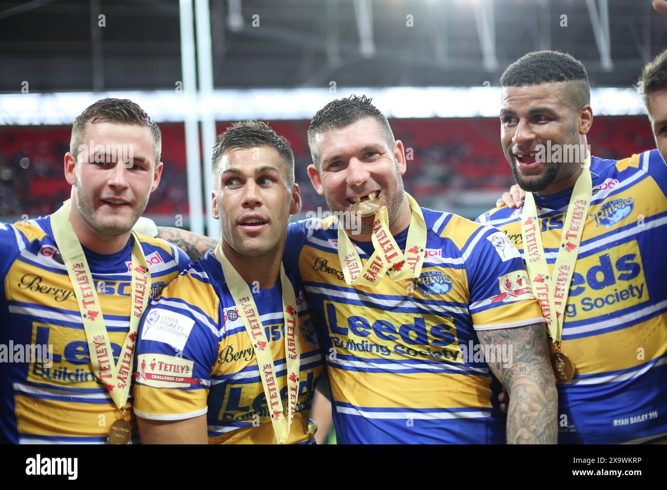 Rugby League Challenge Cup Finale Leeds gegen Castleford Leeds Spieler Celeb joel Moon Brett Delaney - Ryan Bailey Bild von Gavin Rodgers/ Pixel8000 ltd Bilder 07917221968 Stockfoto