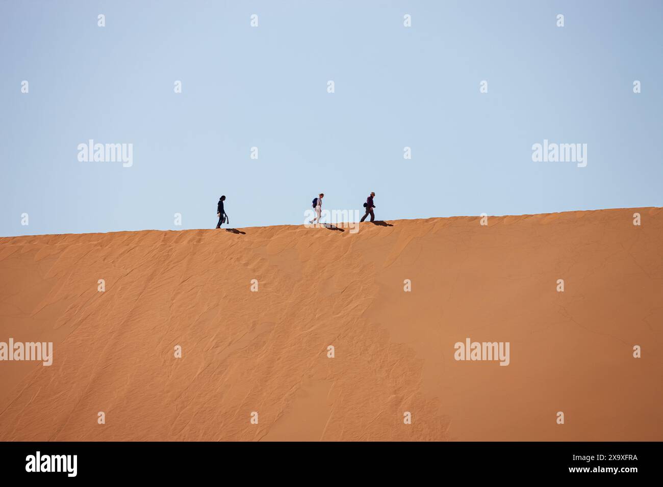 Namibia, Hardap Region, Sesriem, Dead Vlei, Klettern Big Daddy Dune (350 m) Stockfoto