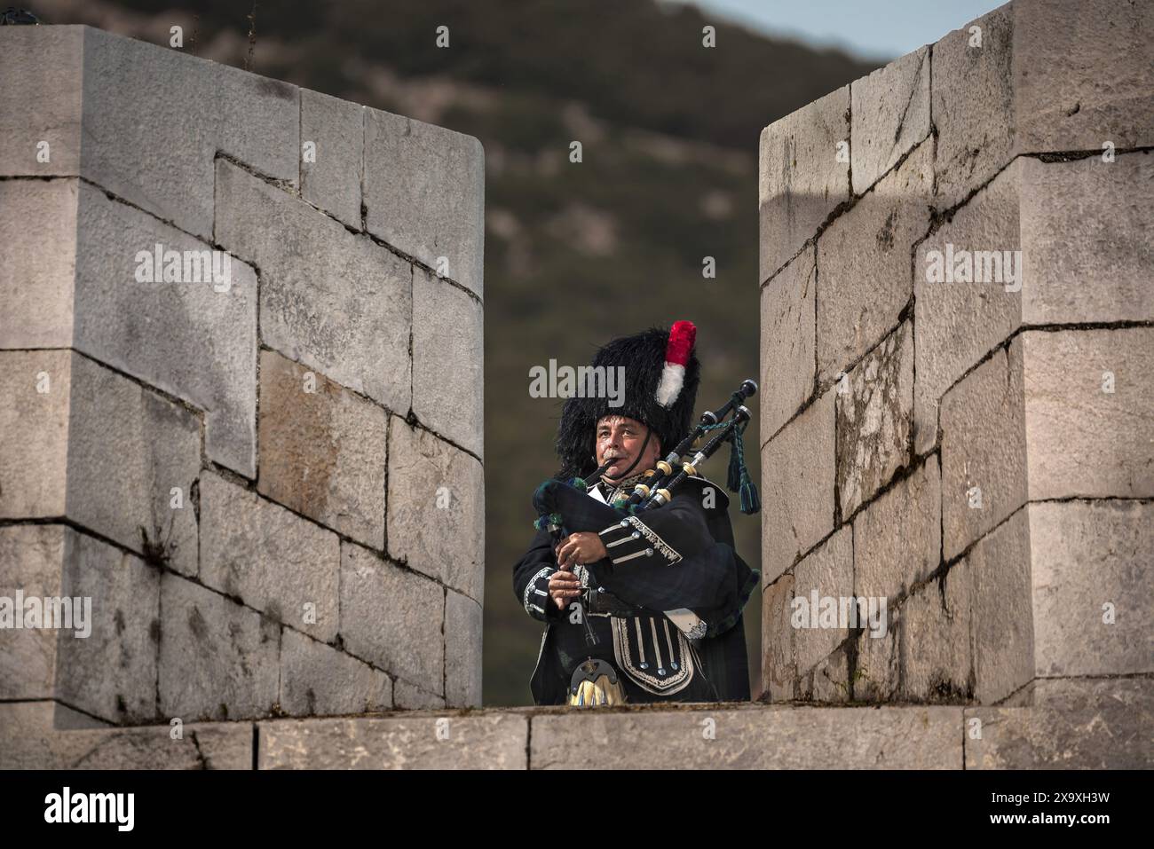 Mitglied der Gruppe für militärische Nachstellungen von Gibraltar. Stockfoto