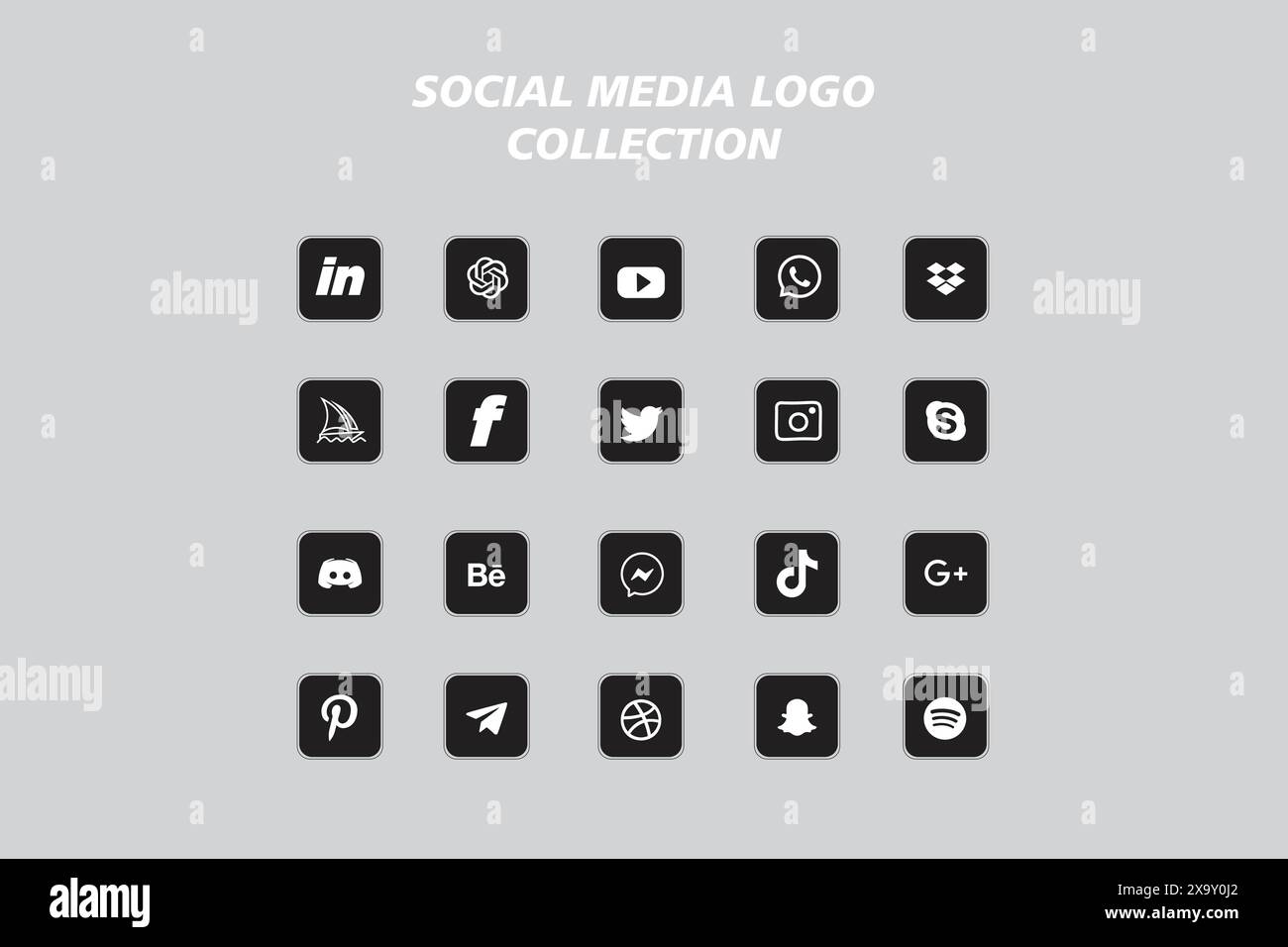 Beliebte Symbolkollektion für Social Network-Logos. Symbolpaket für soziale Medien Stock Vektor