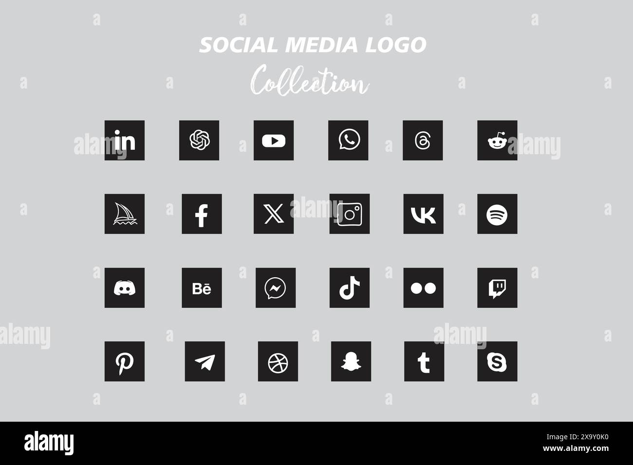 Beliebte Symbolkollektion für Social Network-Logos. Symbolpaket für soziale Medien Stock Vektor
