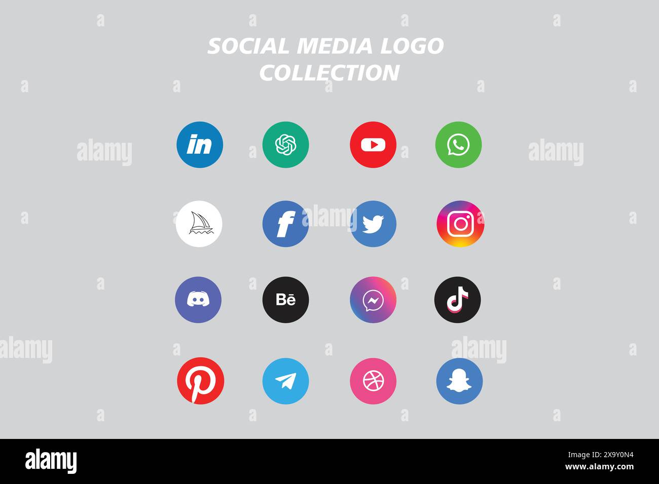 Beliebte Symbolkollektion für Social Network-Logos. Symbolpaket für soziale Medien Stock Vektor
