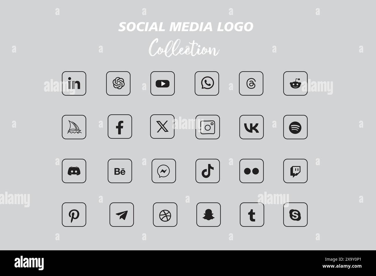 Beliebte Symbolkollektion für Social Network-Logos. Symbolpaket für soziale Medien Stock Vektor