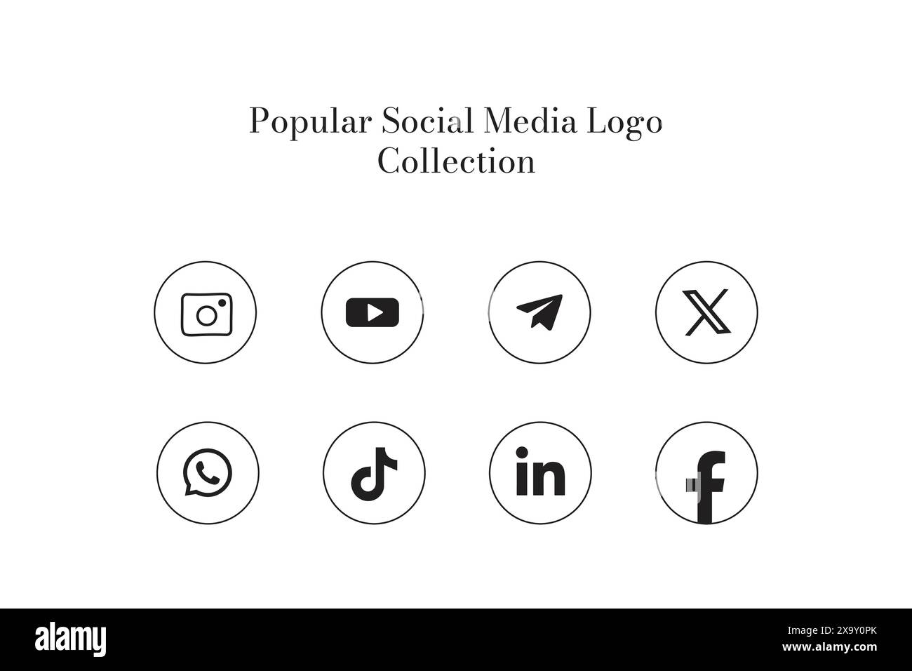 Beliebte Symbolkollektion für Social Network-Logos. Symbolpaket für soziale Medien Stock Vektor