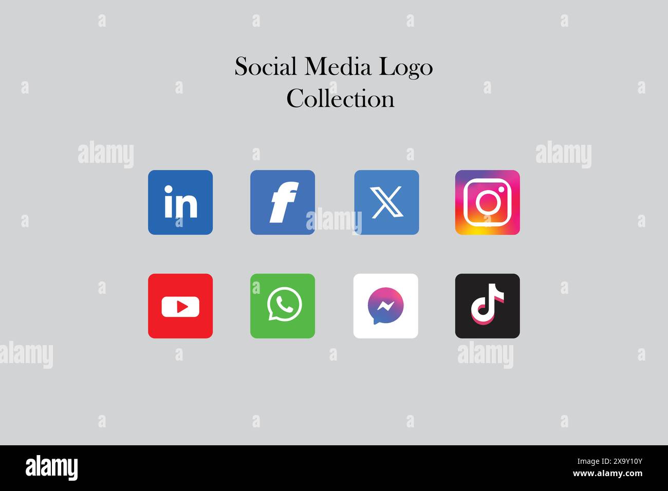 Beliebte Symbolkollektion für Social Network-Logos. Symbolpaket für soziale Medien Stock Vektor