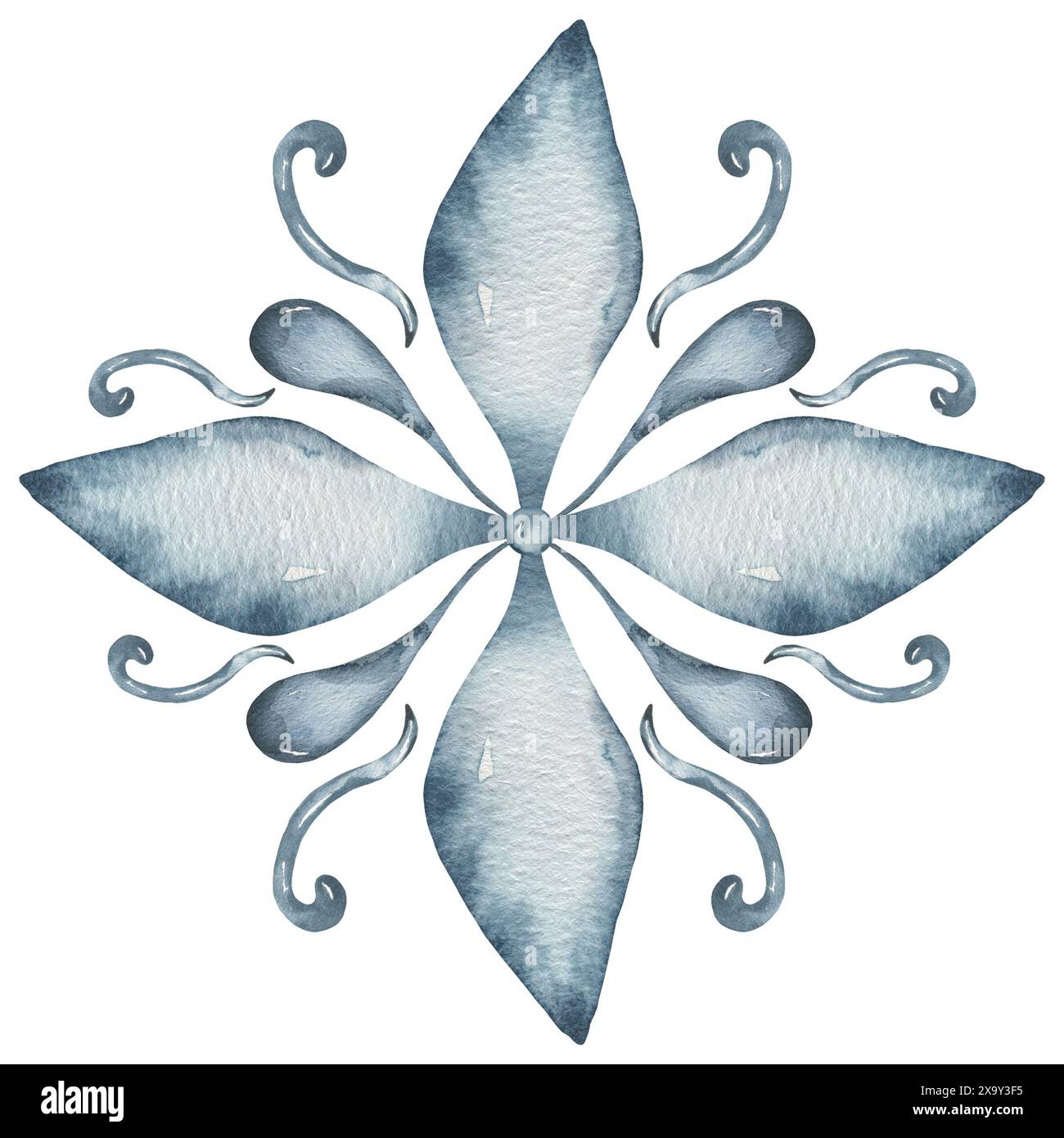 Aquarell Ornament Illustration, handgezeichnete Fliesen Dekoration Clipart Stockfoto