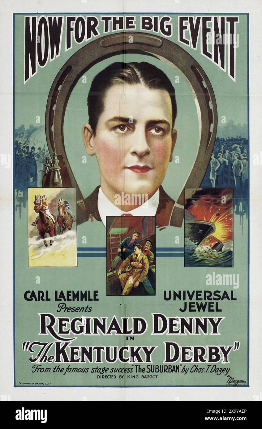 Altes Filmplakat - Carl Laemmle präsentiert das Kentucky Derby mit Reginald Denny (Universal, 1922) vom berühmten Bühnenerfolg The Suburban Stockfoto