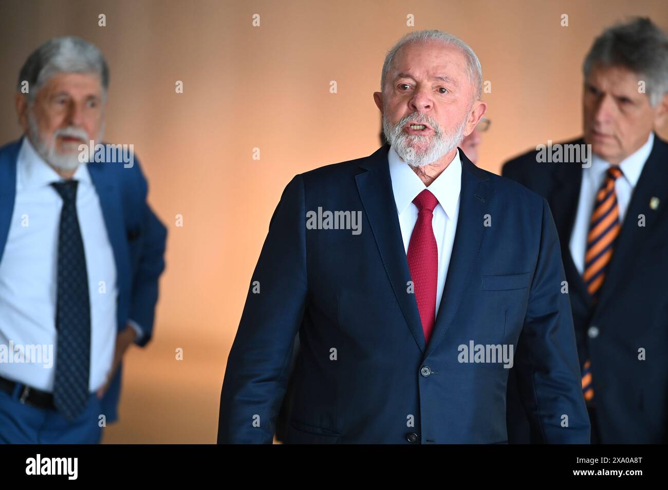 Brasília, DF - 03.06.2024: LULA RECEBE PRESIDENTE da CROÁCIA - Foto, Präsident Lula. Am Montag (3) empfängt der brasilianische Präsident Luiz Inácio Lula da Silva einen Besuch des kroatischen Präsidenten Zoran Milanovi? Zu einem bilateralen Treffen und Mittagessen. (Foto: Ton Molina/Fotoarena) Stockfoto