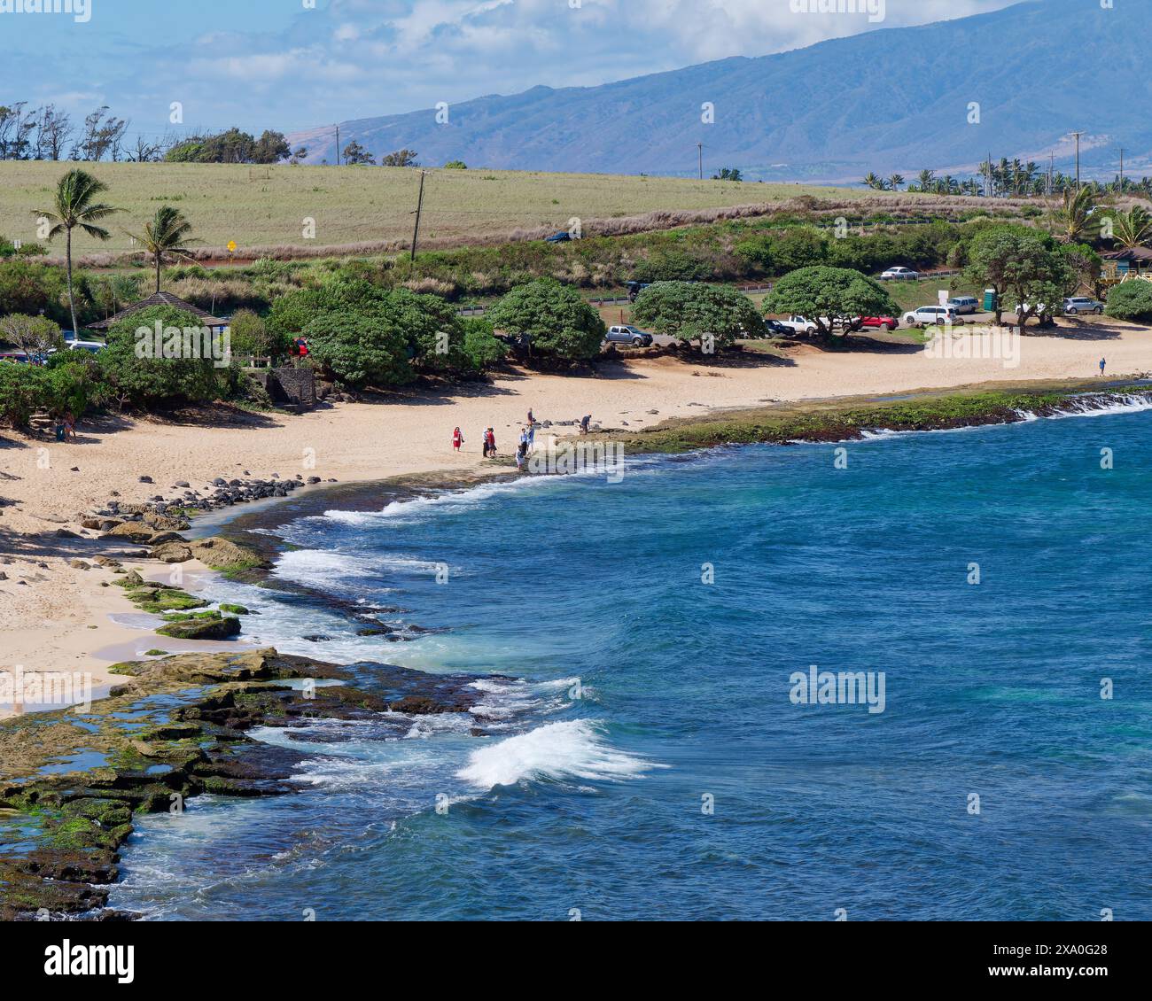 Ein malerischer Blick auf den Ho'okipa Beach Park in Maui, Hawaii, USA. Stockfoto