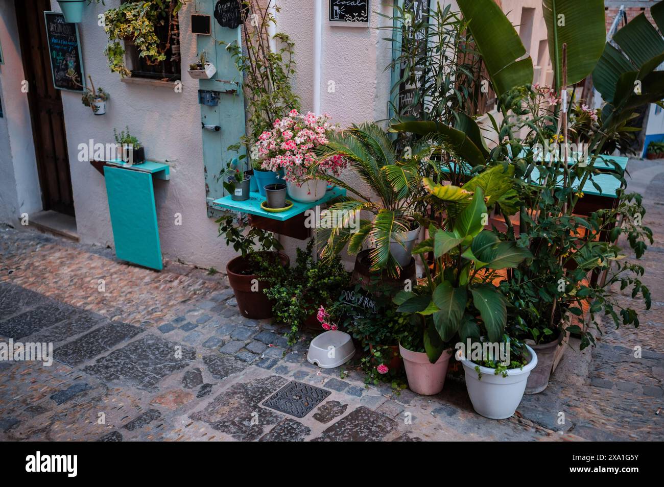 Charmante La Templanza Bibliothek in der Altstadt von Peñiscola, Castellon, Valencianische Gemeinde, Spanien Stockfoto