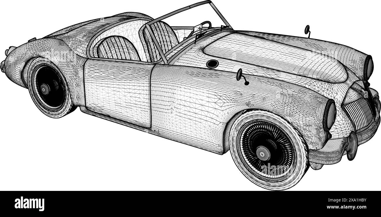 Auto-Vektor Des Alten Retro-Cabrios. Illustration Isoliertes Antikes Auto Auf Weißem Hintergrund. Stock Vektor
