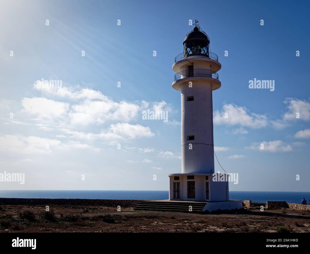 Der berühmte Leuchtturm Cap de Barbaria in Formentera, Spanien Stockfoto