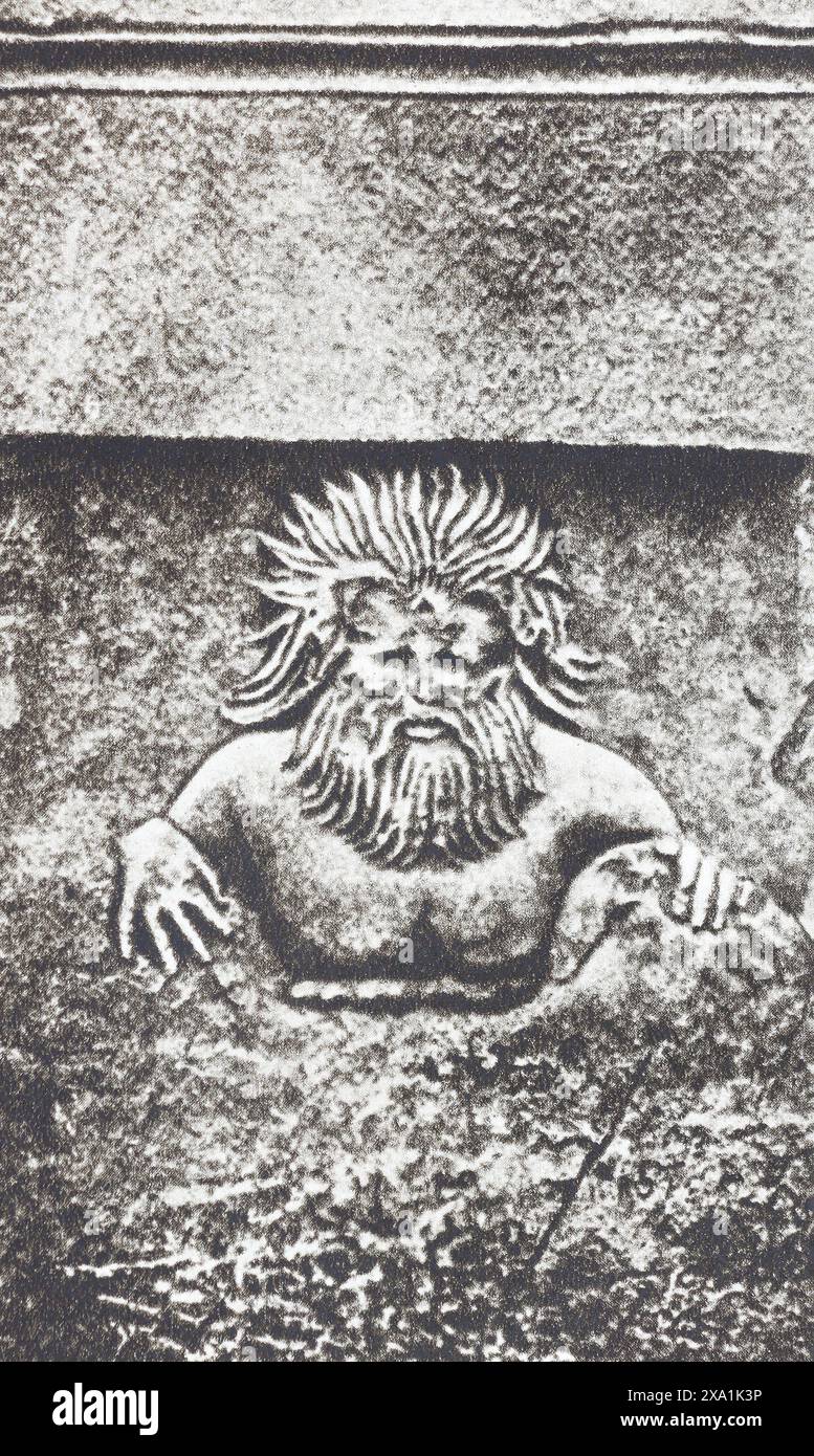 Altgriechisches Relief der Gottheit des Berges Helicon. Fotografie aus der Mitte des 20. Jahrhunderts. Stockfoto Altgriechisches Relief der Gottheit des Berges Helicon. Fotografie aus der Mitte des 20. Jahrhunderts. Stockfoto