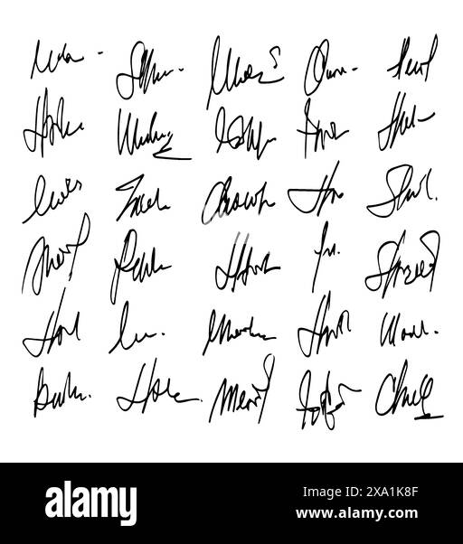 Manuelle Signatur für Dokumente auf weißem Hintergrund. Handgezeichnete Kalligraphie Schriftzug Vektor-Illustration EPS10 Stock Vektor