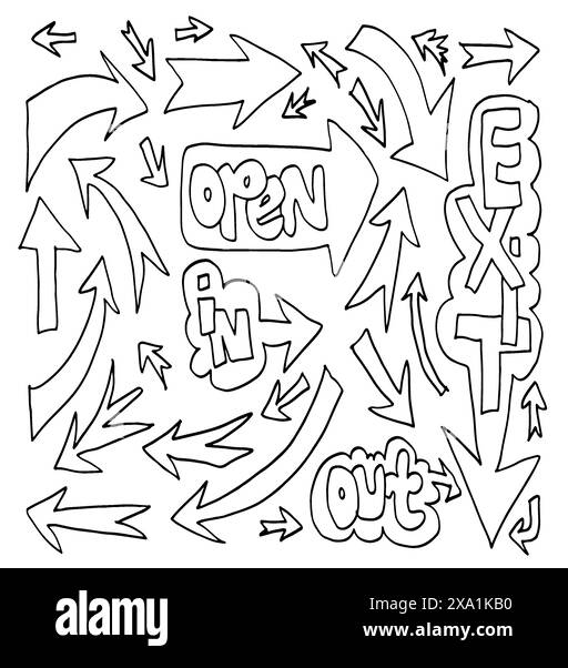 Handgezeichnete Vektorpfeile auf weißem Hintergrund gesetzt.Vektor EPS Stock Vektor