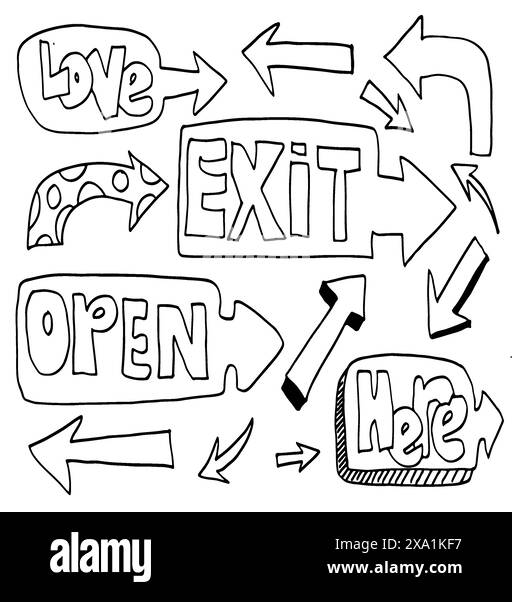 Öffnen Sie Sign Exit. Für den Einsatz in Cafés, Gebäuden, Geschäften und anderen Stock Vektor