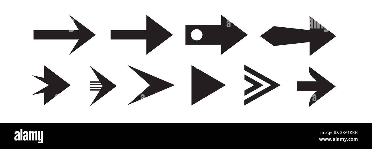 Sammlung der Vektorpfeile. Pfeilsymbol. Pfeilvektorsymbol.Pfeilvektorillustration. Stock Vektor