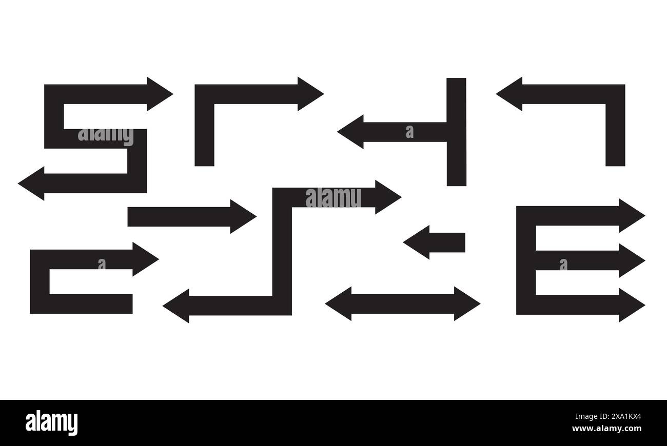 Satz von schwarzem Vektorpfeil.Pfeil Vektordarstellung und Kolektion.Pfeile Vektorsymbol. Stock Vektor