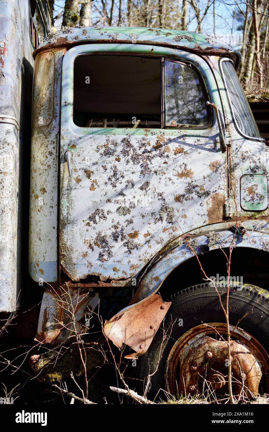 Verlassener Vintage-Truck mit der Seite außerhalb des Rahmens Stockfoto