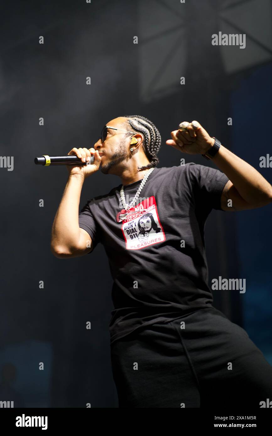 Patuxent River, Usa. 23. Mai 2024. Der Rapper und Interpret Ludacris tritt für seine Mitglieder auf der Bühne im NAS Patuxent River auf, 23. Mai 2024 in Patuxent River, Maryland. USA. Quelle: Samantha Gantt/US Navy/Alamy Live News Stockfoto