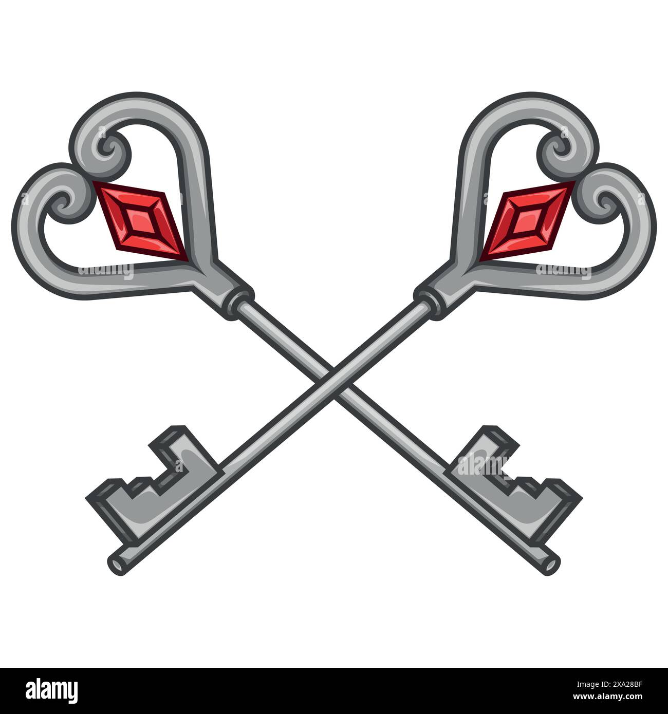 Vektordesign von Schlüsseln für alte Schlösser, Schlosserschlüssel Stock Vektor