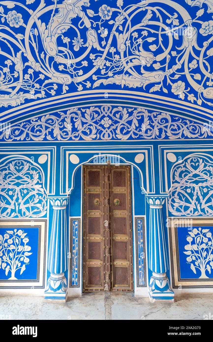 Chhavi Niwas, der Blaue Raum im Stadtpalast, Stadtpalast, Jaipur, Rajasthan, Indien, Südasien Stockfoto