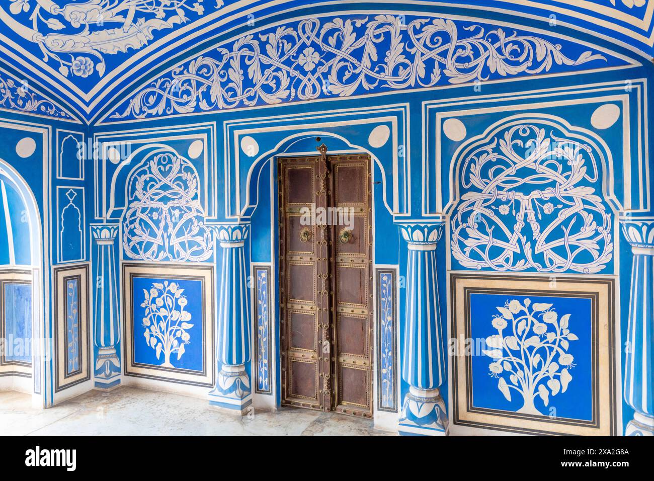 Chhavi Niwas, der Blaue Raum im Stadtpalast, Stadtpalast, Jaipur, Rajasthan, Indien, Südasien Stockfoto