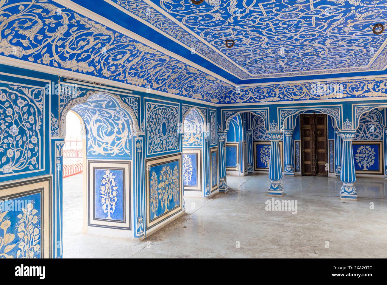Chhavi Niwas, der Blaue Raum im Stadtpalast, Stadtpalast, Jaipur, Rajasthan, Indien, Südasien Stockfoto
