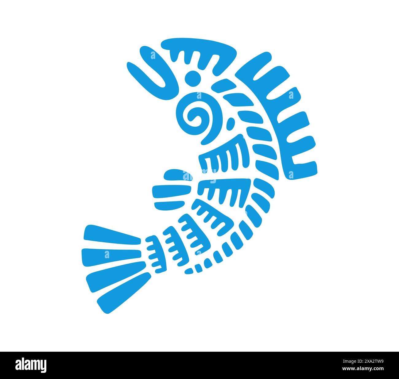 Maya- oder Aztekensymbol für Fische, Maya- und Inka-Stammesvektorsymbol. Mexikanische antike Kultur und einheimische Maya- und ethnische aztekische Kunst, heilige Fischgottheit oder Totemsymbol für Tribal Tattoo Ornament Stock Vektor