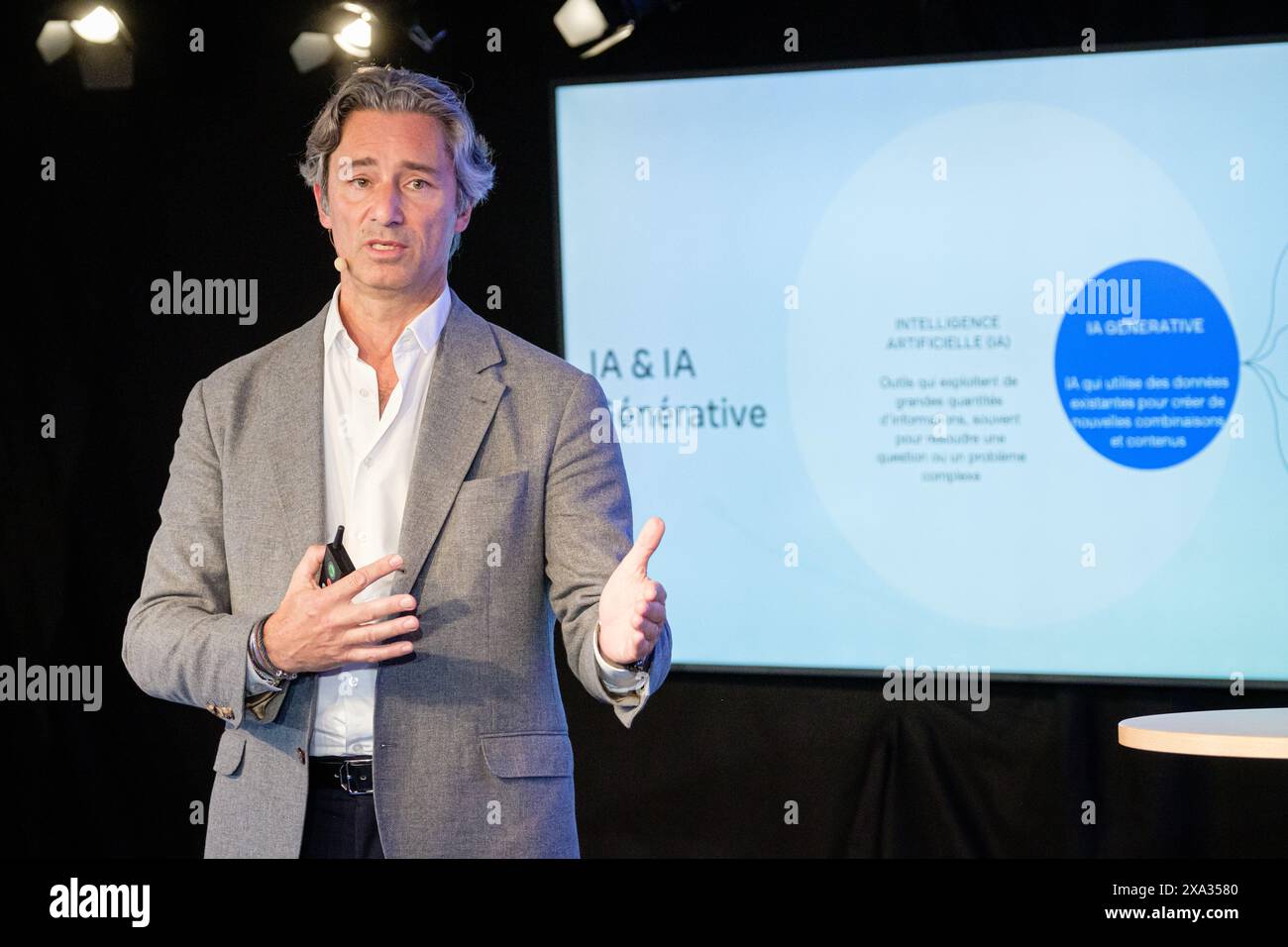 Laurent Solly Vice President Southern Europe Meta Group bei der Einweihung des digitalen Gipfels in der Campus-Region du numerique. Stockfoto