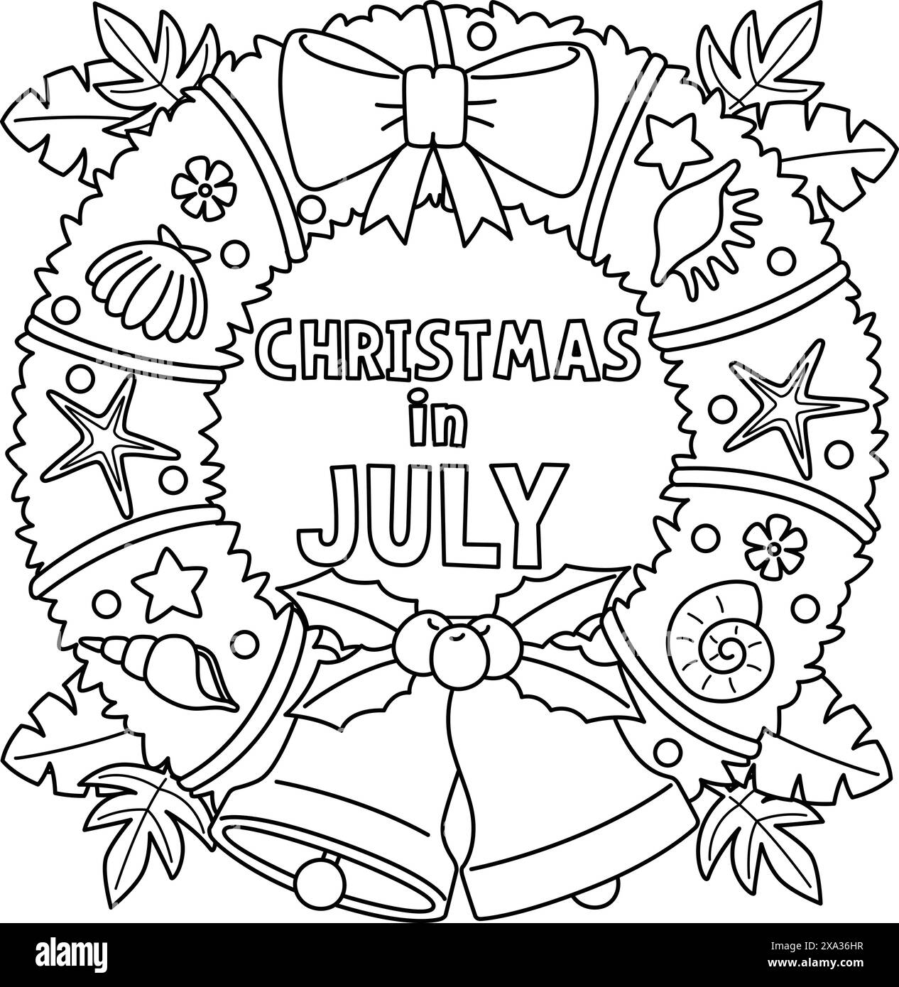 Weihnachten im Juli Weihnachtskranz isoliert Stock Vektor