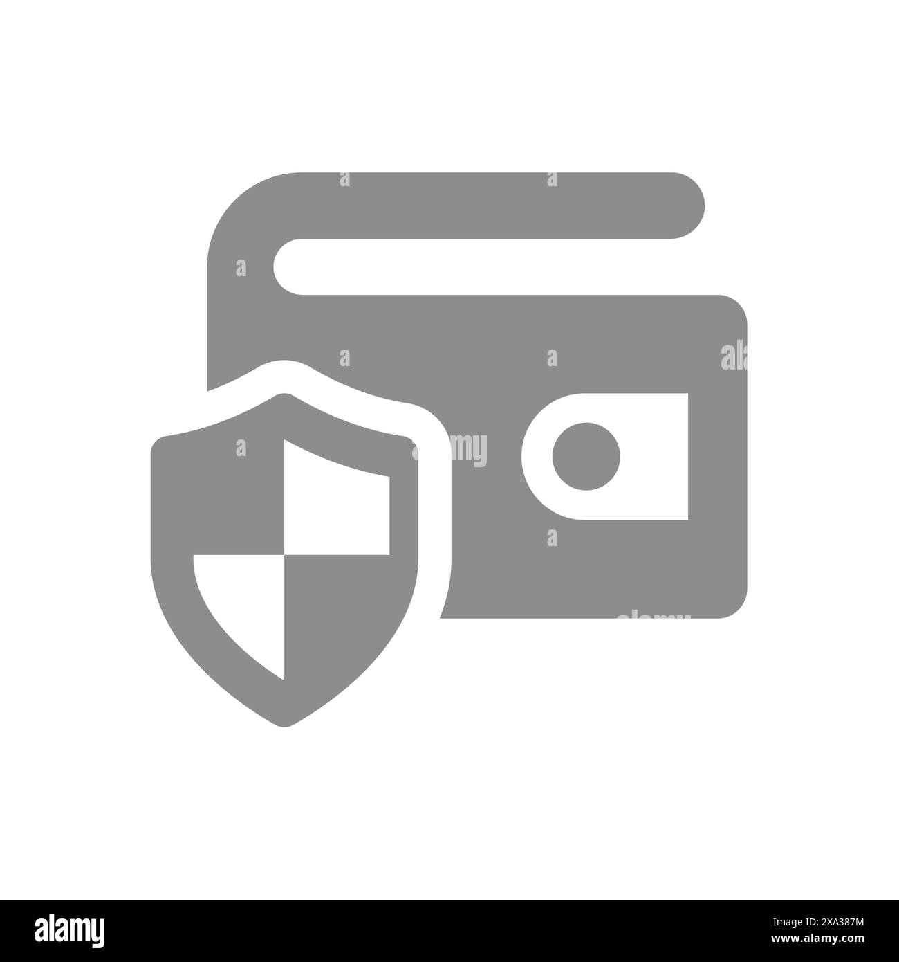 Symbol für sichere Investitionen oder Bankgeschäfte. Geld und Finanzen, Brieftasche und Schild Vektor. Stock Vektor