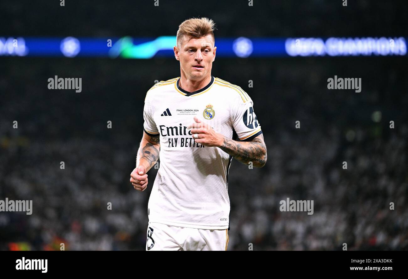 Fußball, Champions-League-Finale, Saison 2023/2024, Wembley Stadium London: Bor. Dortmund gegen Real Madrid; Toni Kroos (RMA) Stockfoto