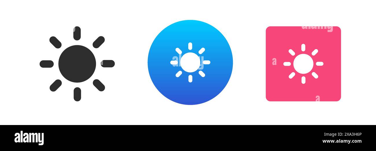 Helligkeitseinstellungen Sättigungsintensität Belichtungssymbol Vektorgrafik festlegen. Digitalgerät zur Steuerung der Kontrastbeleuchtung Stock Vektor