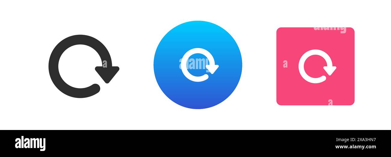 Kreisförmiger Drehpfeil Laden des Cyberspace Pointer digitale Richtung Navigationssymbol Vektor flach Illustration. Abgerundetes, gekrümmtes Cursorprogramm Stock Vektor