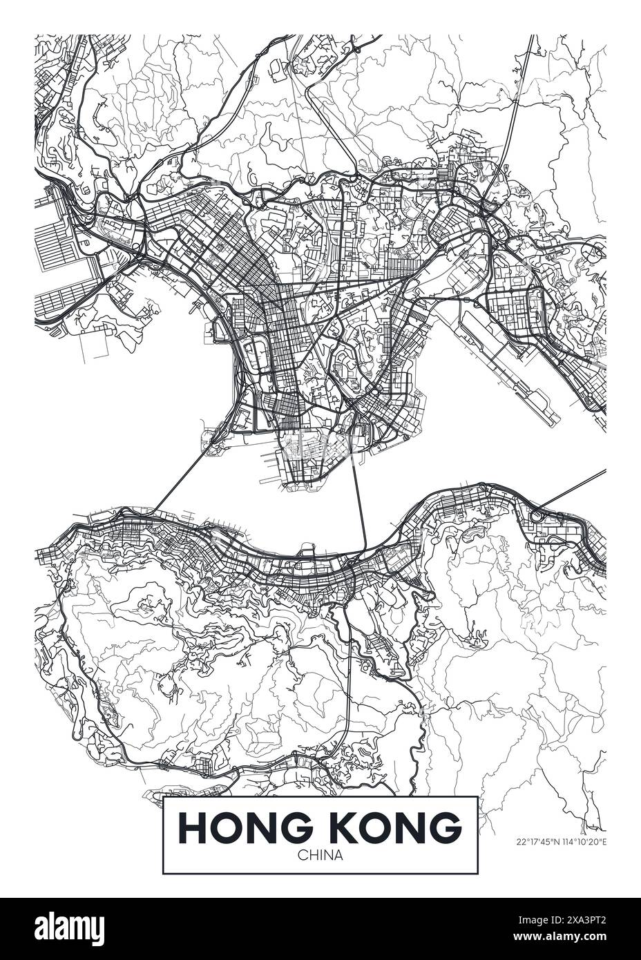 Stadtplan Hong Kong, Stadtplanung Reise Vektor Poster Design Stock Vektor