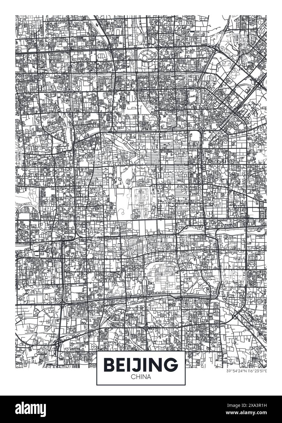 Stadtplan Peking, Stadtplanung Reise Vektor Poster Design Stock Vektor