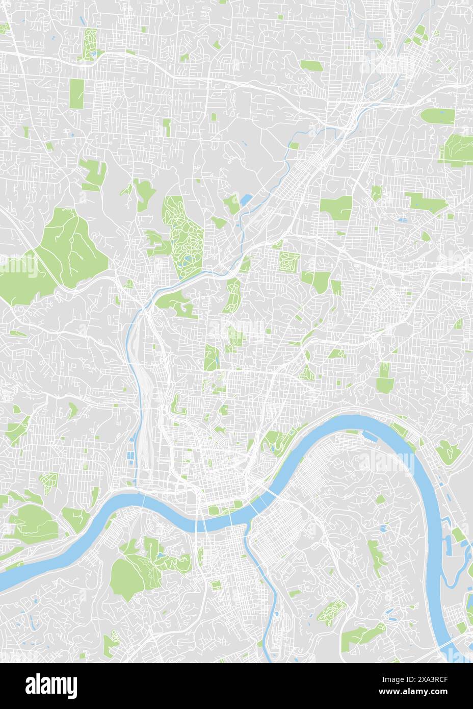 Stadtplan Cincinnati, Farbe detaillierter Plan, Vektor-Illustration Stock Vektor