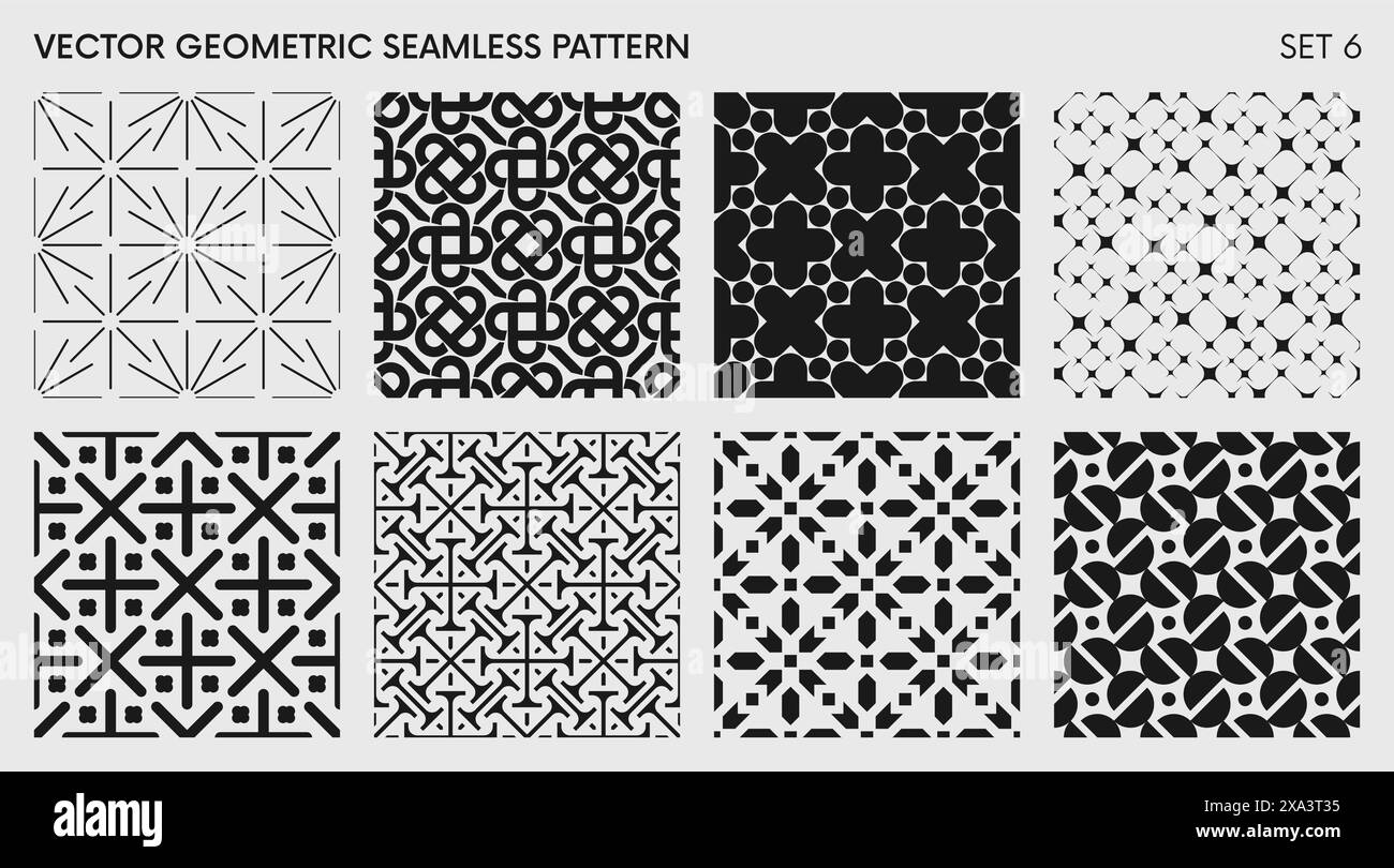 Nahtloser Vektor elegantes abstraktes geometrisches Muster für verschiedene Designs, Schwarz-weiß-rhythmische wiederkehrende Textur, kreativer moderner Hintergrund mit Elee Stock Vektor