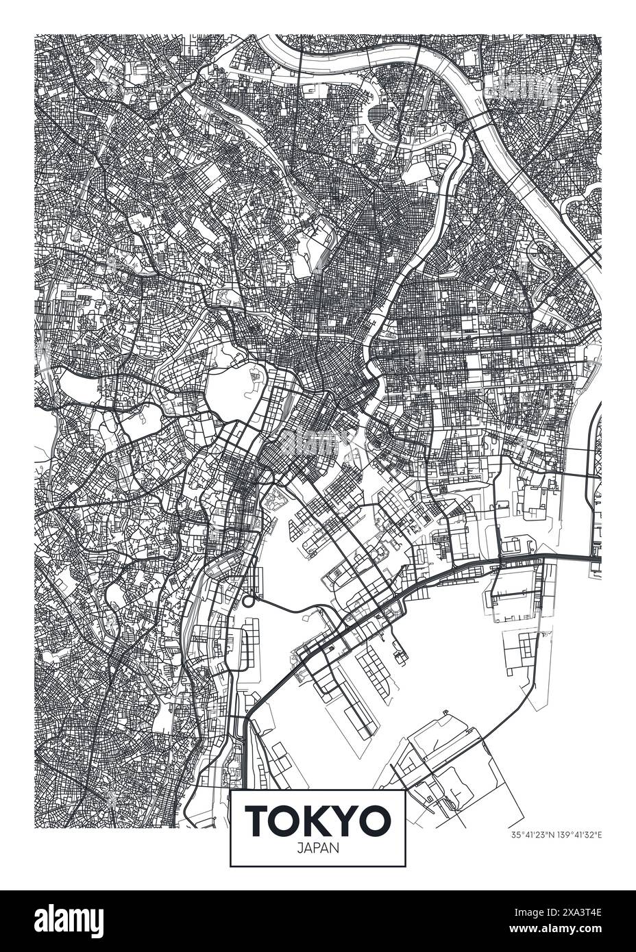Stadtplan Tokio, Stadtplanung Reise Vektor Poster Design Stock Vektor