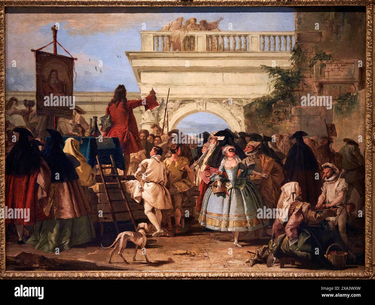 The Charlatan, 1756, Giandomenico Tiepolo, (Venècia, 1727-1804), Nationalmuseum für katalanische Kunst, Museu Nacional d'Art de Catalunya, MNAC, Barcelona, Spanien, Europa. Stockfoto