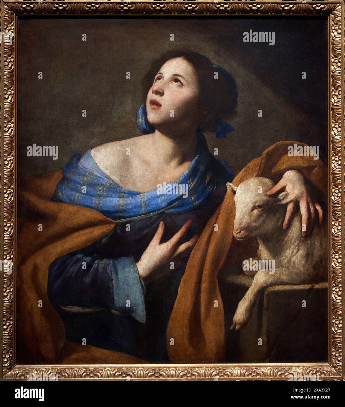 Saint Agnes, 1635-1640, Massimo Stanzione, (Orta di Atella 1585 [?] - Napols, 1656), Nationalmuseum für katalanische Kunst, Museu Nacional d'Art de Catalunya, MNAC, Barcelona, Spanien, Europa. Stockfoto