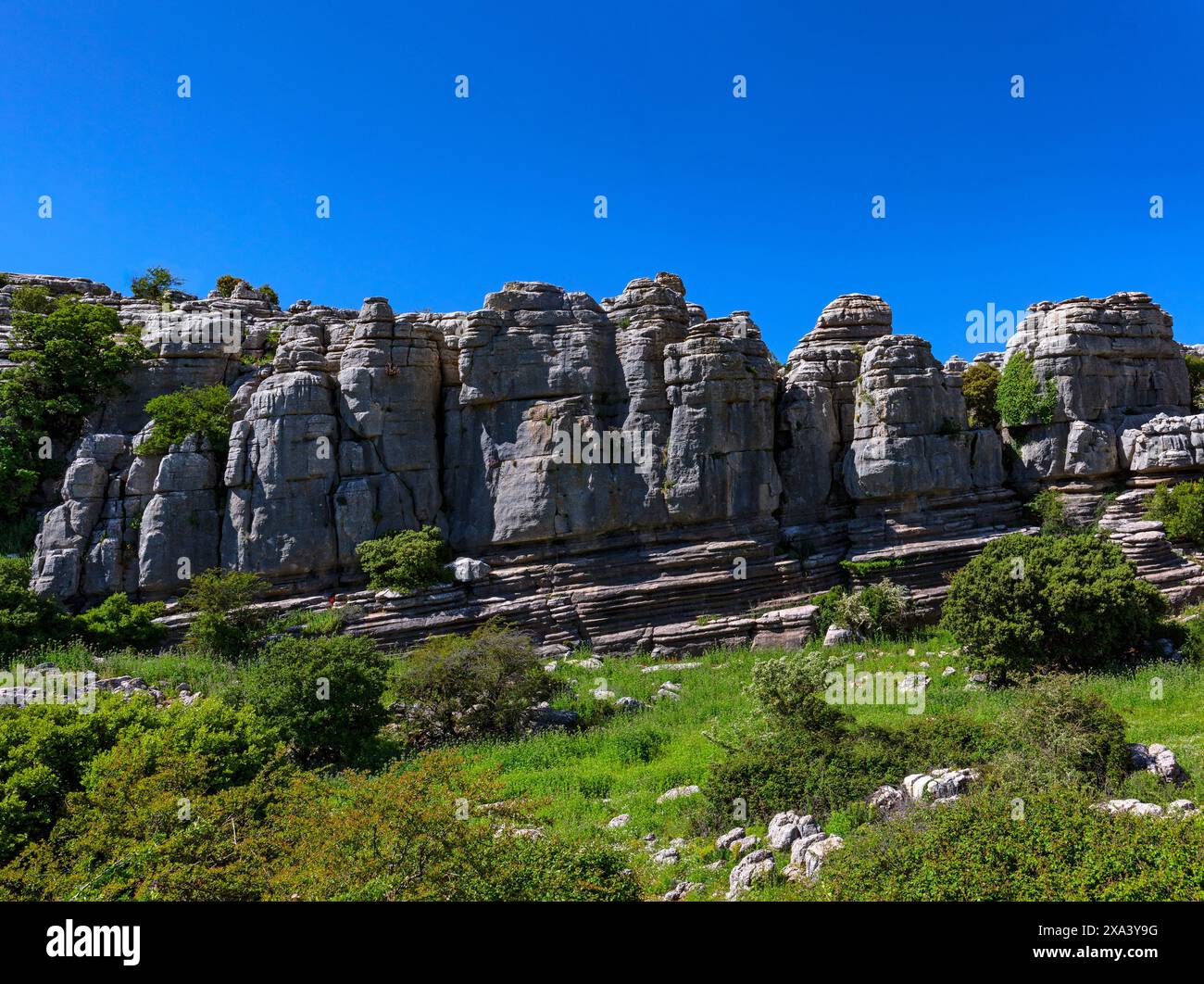 Kalksteinformationen in El Torcal de Antequera bei Antequera in der Provinz Málaga in Andalusien, Spanien. Es gilt als eines der meisten i Stockfoto