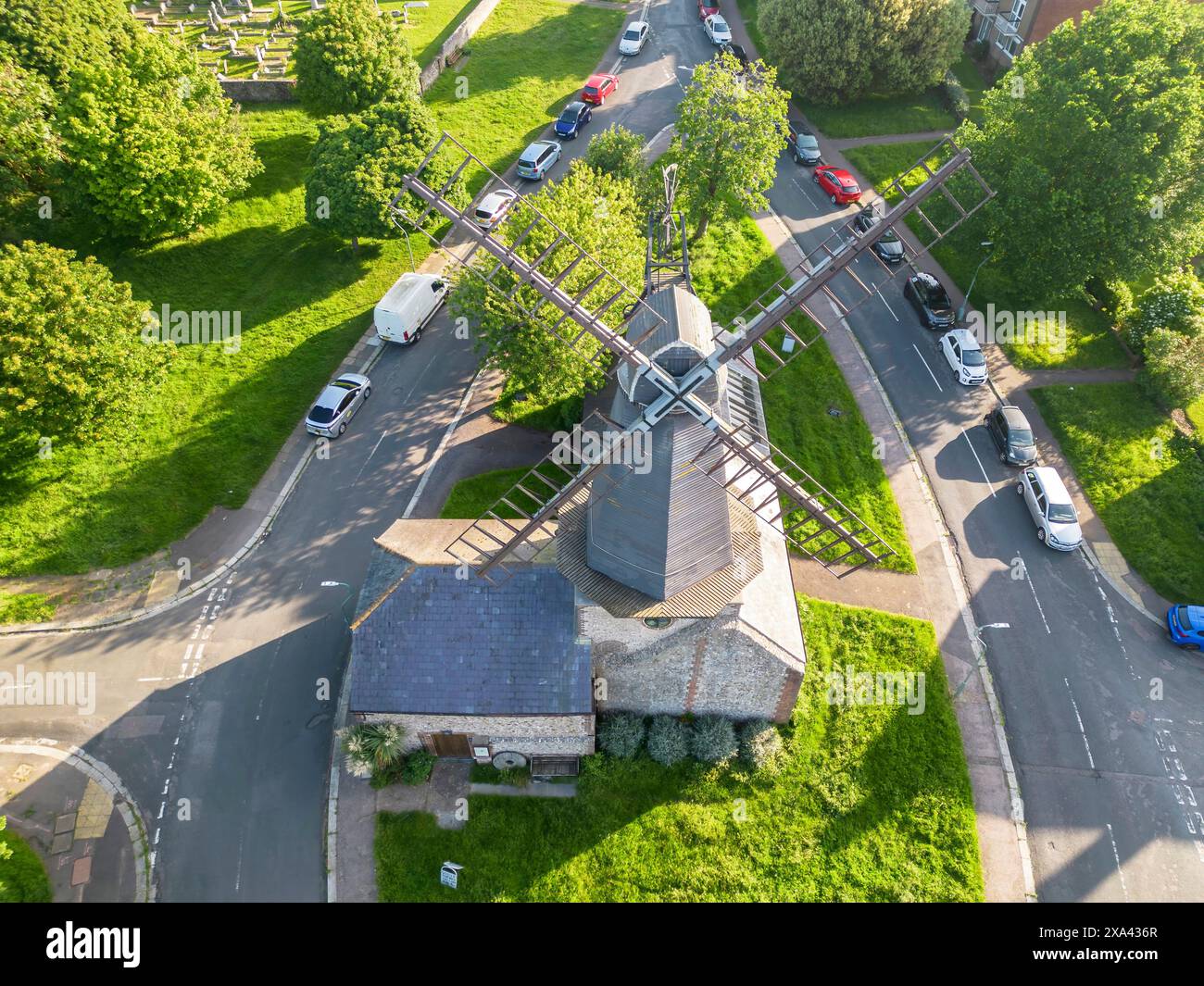 west Blatchington Windmühle, eine denkmalgeschützte Smockmühle der Klasse 2, in brighton und Hove East sussex Stockfoto