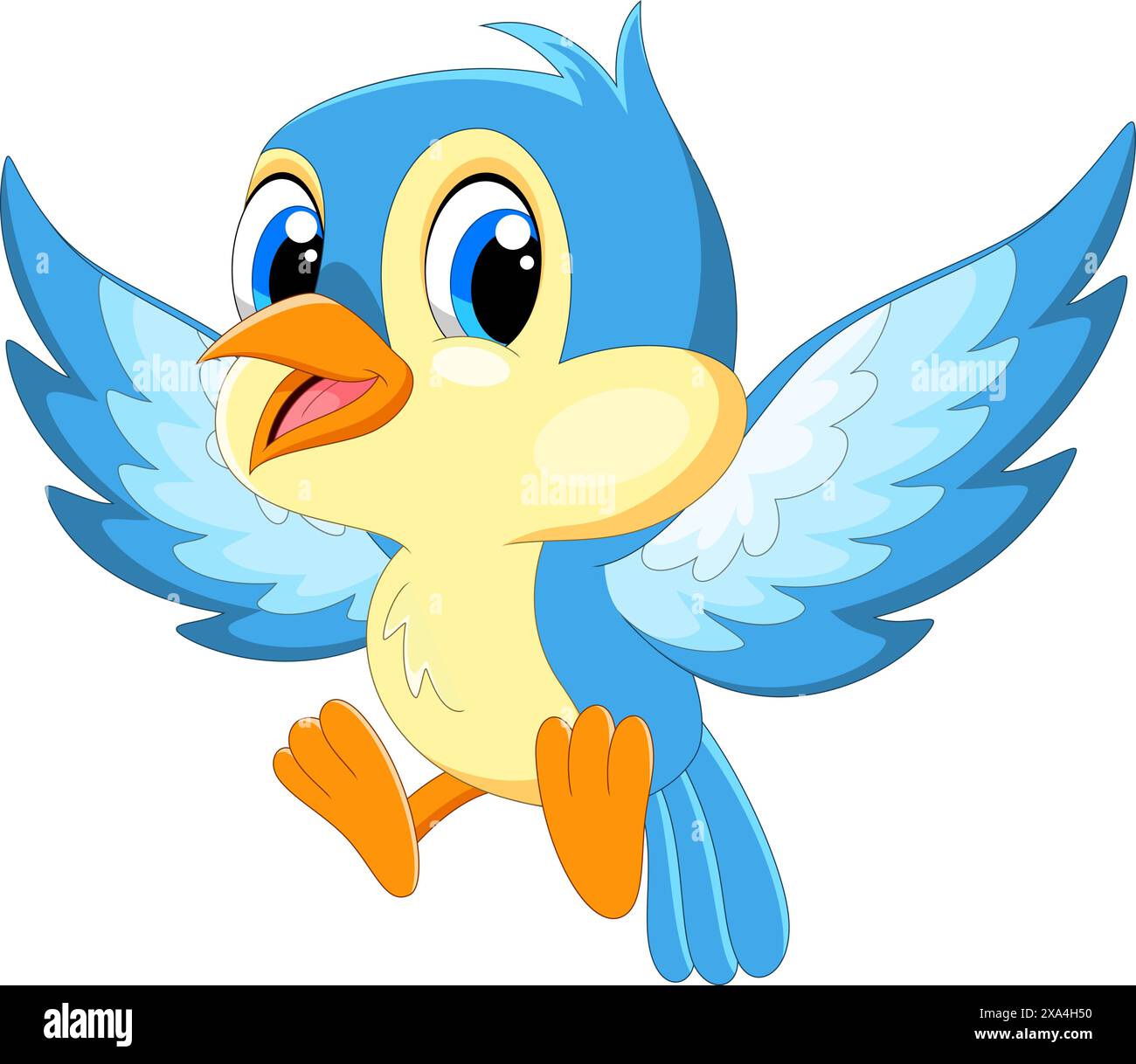 Niedlicher blauer Vogel-Zeichentrick isoliert auf weißem Hintergrund Stock Vektor
