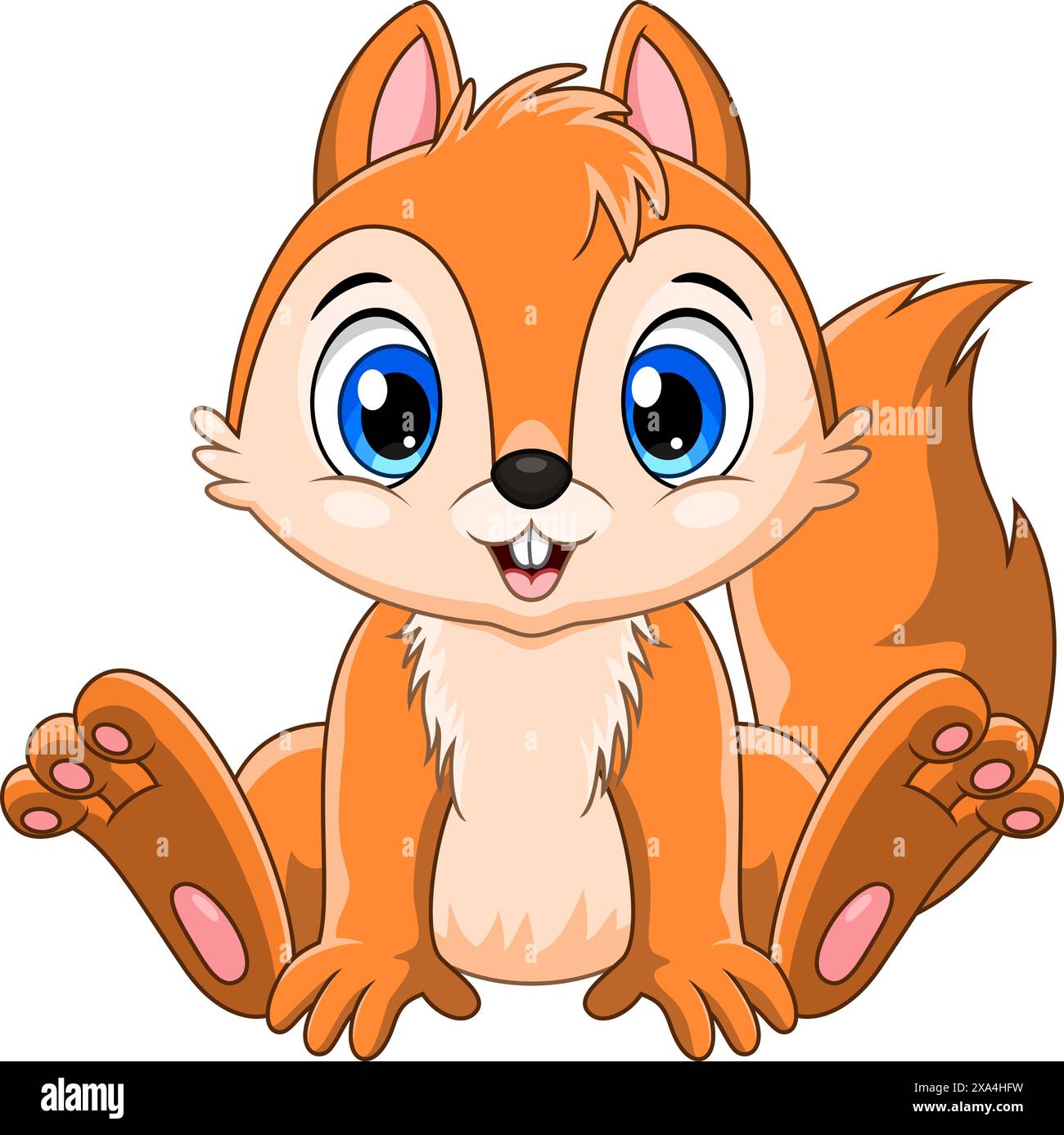 Cartoon-fröhliches Eichhörnchen isoliert auf weißem Hintergrund Stock Vektor