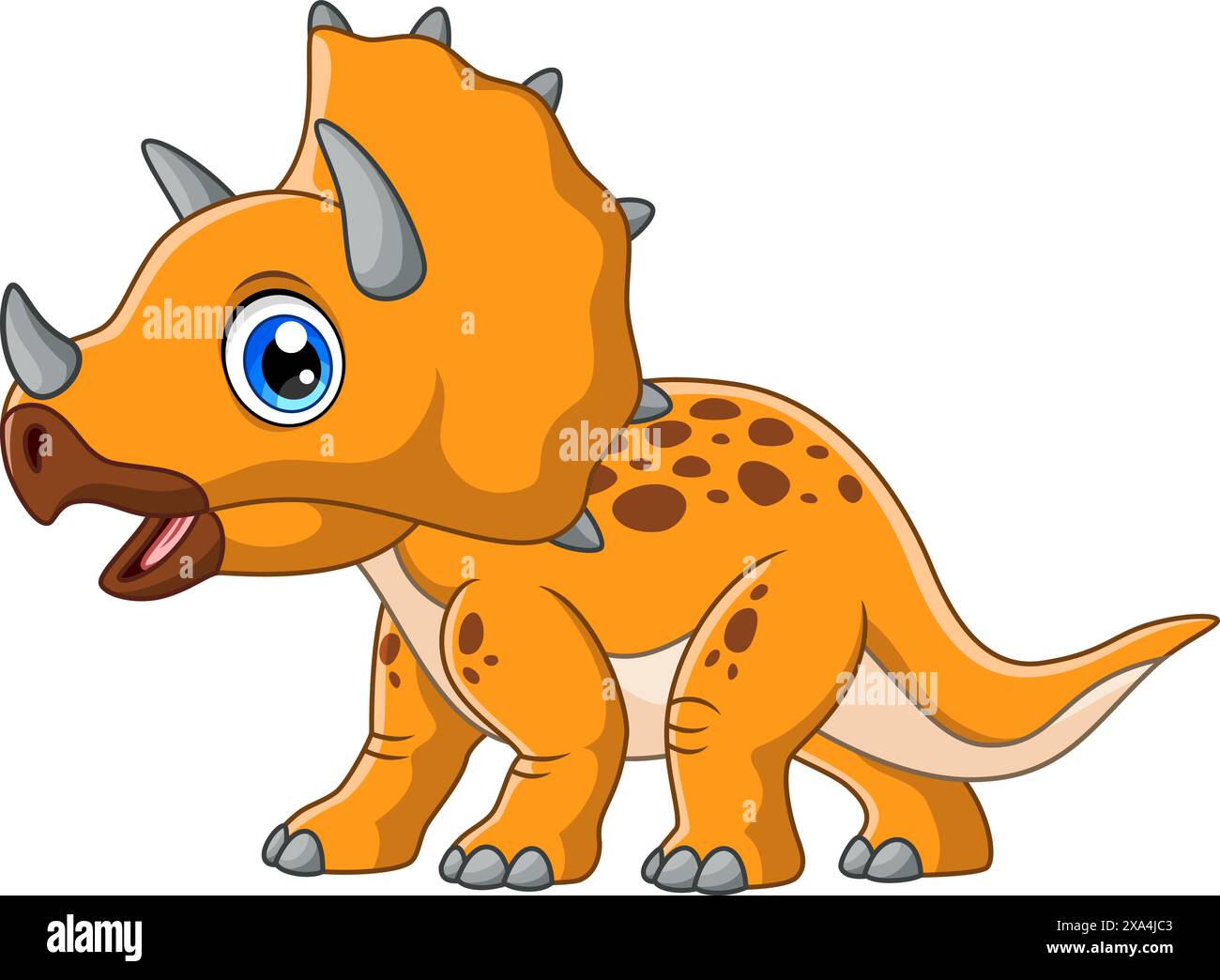 Niedliche triceratops Karikaturvektor-Illustration auf weißem Hintergrund Stock Vektor